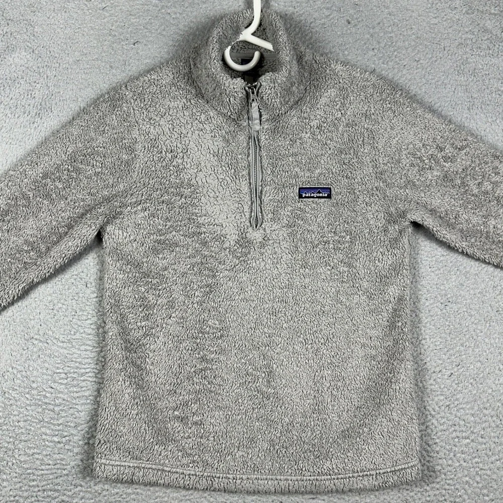 Patagonia Los Gatos Sweater Womens Small Grey Quarter Zip Fleece Pullover Logo